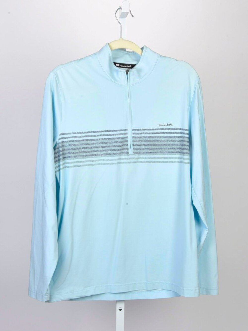 Travis Matthew Athletic Blue Striped Golf Pullover Wrinkle Resistant Size M